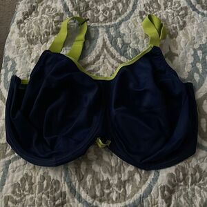 Blue & Neon Yellow Elomi Plus-Size Sports Bra, Size 38H